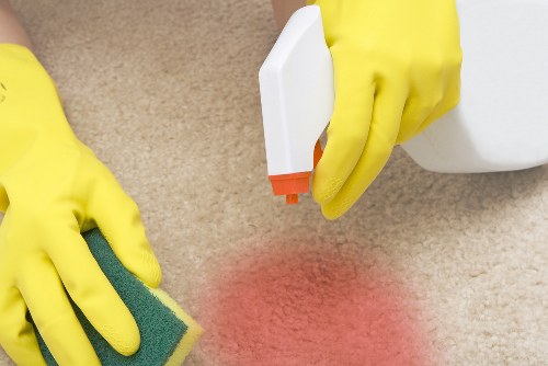 Deep cleaning a bright modern home living space