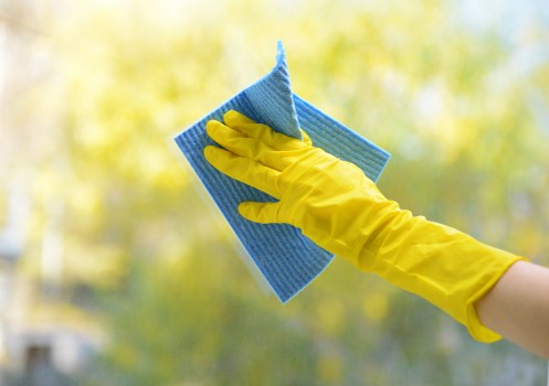 Professional domestic cleaning in a modern living room