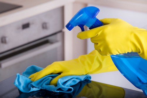 Deep house cleaning in a bathroom with mirror and tiles