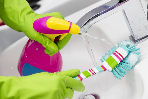 Detailed move out cleaning of bathroom surfaces