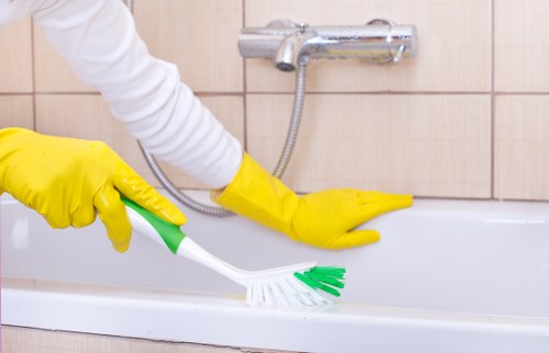 Professional commercial cleaning in a busy workplace environment