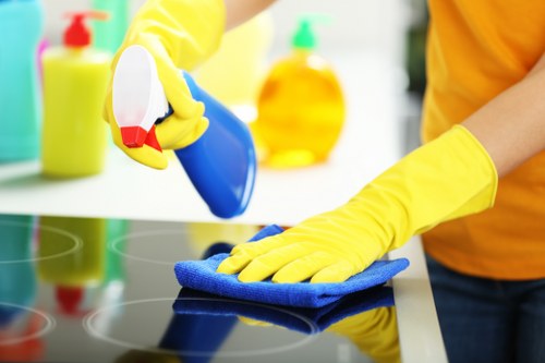 Weekly home cleaning checklist with organized tools