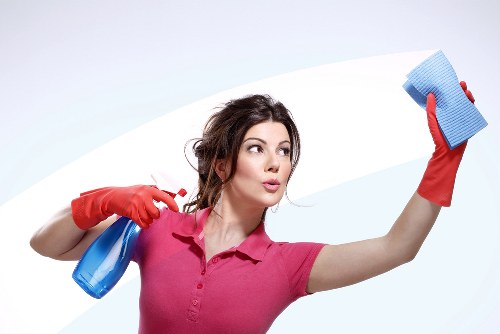 Janitorial supplies and equipment used for commercial cleaning services